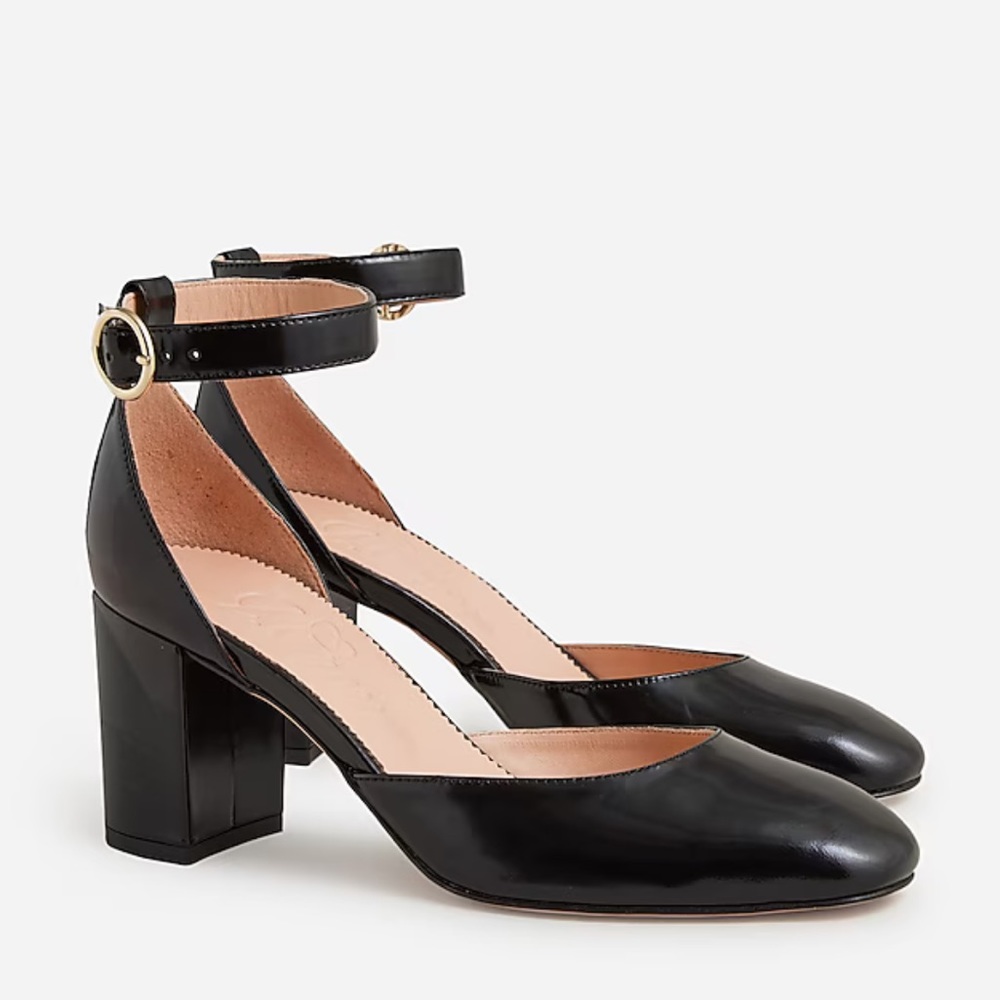 J. Crew Maisie ankle-strap heels in black leather